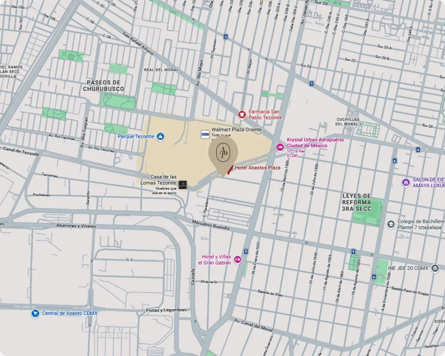Mapa de ubicación del Hotel Abastos Plaza